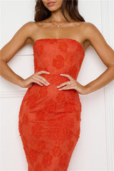 Crowned In Confidence Strapless Maxi Dress Orange