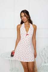 Softly Sparkling Halter Mini Dress White