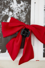 Matte Satin Bow Claw Clip Red