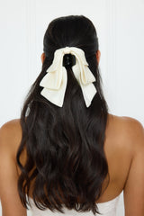 Matte Satin Bow Claw Clip Cream
