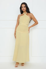 Tropical Honey Halter Maxi Dress Yellow