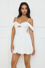 Poolside Perfect Off Shoulder Bubble Mini Dress White