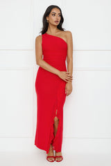 Neon Nectar One Shoulder Mesh Maxi Dress Red