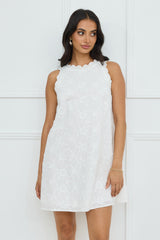 Seashell Chic Embroidered Mini Dress White