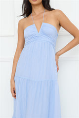 Sunshine Escape Halter Maxi Dress Blue