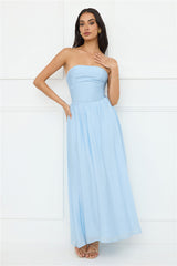 Luxurious Glow Strapless Maxi Dress Blue