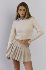 Yacht Club Pleated Mini Skort Beige