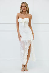 Pretty Moods Only Strapless Maxi Dress White