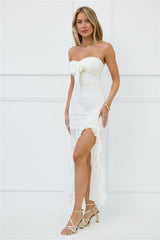Pretty Moods Only Strapless Maxi Dress White