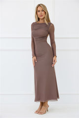 Thinking Pretty Long Sleeve Maxi Dress Mushroom