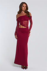 In The Current Strapless Maxi Dress Red