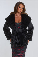 Winter Wonderland Faux Fur Coat Black