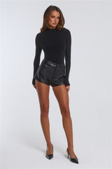 BASE Form Luxe Knit Simple High Neck Long Sleeve Top Black