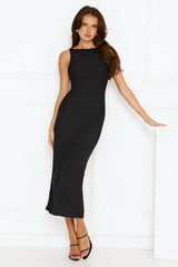 Subtle Sculpt Ribbed Midi Dress Black