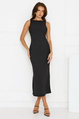 Subtle Sculpt Ribbed Midi Dress Black