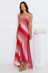 Candy Lips Satin Maxi Dress Pink