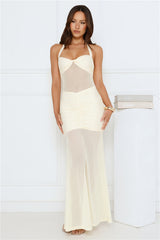 You Glow Halter Mesh Maxi Dress Yellow