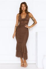 Moonrise Melody Mesh Maxi Dress Brown
