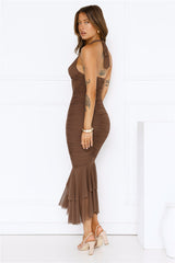 Moonrise Melody Mesh Maxi Dress Brown
