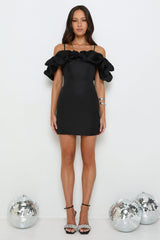 Love On Lock Off Shoulder Mini Dress Black