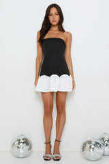After Hour Sparkle Satin Strapless Mini Dress Black