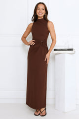 Radiant Petal Maxi Dress Brown