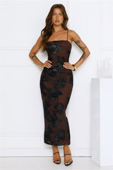Estelle Mesh Maxi Dress Brown