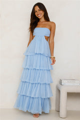 Luxe Mode Strapless Maxi Dress Blue