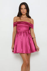 Luxe Language Off Shoulder Mini Dress Berry