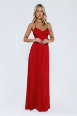 Luxe Horizon Satin Maxi Dress Red