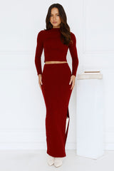 Velvet Whispers Long Sleeve Top Wine