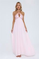 Starlit Ballroom Halter Sequin Maxi Dress Pink