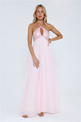 Starlit Ballroom Halter Sequin Maxi Dress Pink