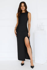Starlit Grace Maxi Dress Black