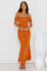 Good Fun Off Shoulder Maxi Dress Orange