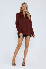 Boss Babe Energy Satin Blazer Wine