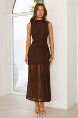Dazzle Me Darling Mesh Maxi Dress Brown