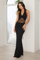 Sleek Icon Halter Maxi Dress Black