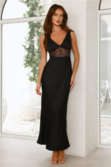 Love on Read Satin Maxi Dress Black