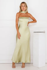 Precious Pearl Satin Maxi Dress Lime