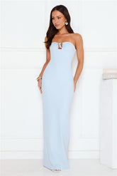 Lavish Lights Strapless Maxi Dress Blue