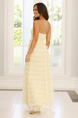 Lovers In Paris Strapless Tulle Maxi Dress Yellow