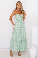 Meadow Whispers Strapless Maxi Dress Green