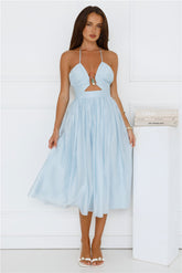 Seabreeze Dreamer Halter Midi Dress Blue