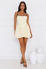 Style Icon Bubble Mini Dress Yellow