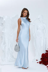 Silken Solstice Satin Maxi Dress Blue