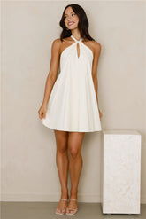 Breezy Beauty Halter Mini Dress Yellow