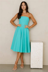 Luxe In London Strapless Midi Dress Green