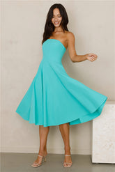 Luxe In London Strapless Midi Dress Green