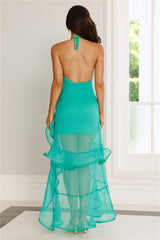 Sparkling Romance Halter Maxi Dress Green